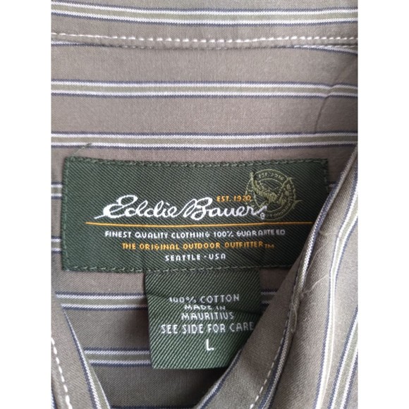 Eddie Bauer Men's Button Up Grey Striped Shirt Size L - Picture 4 of 4